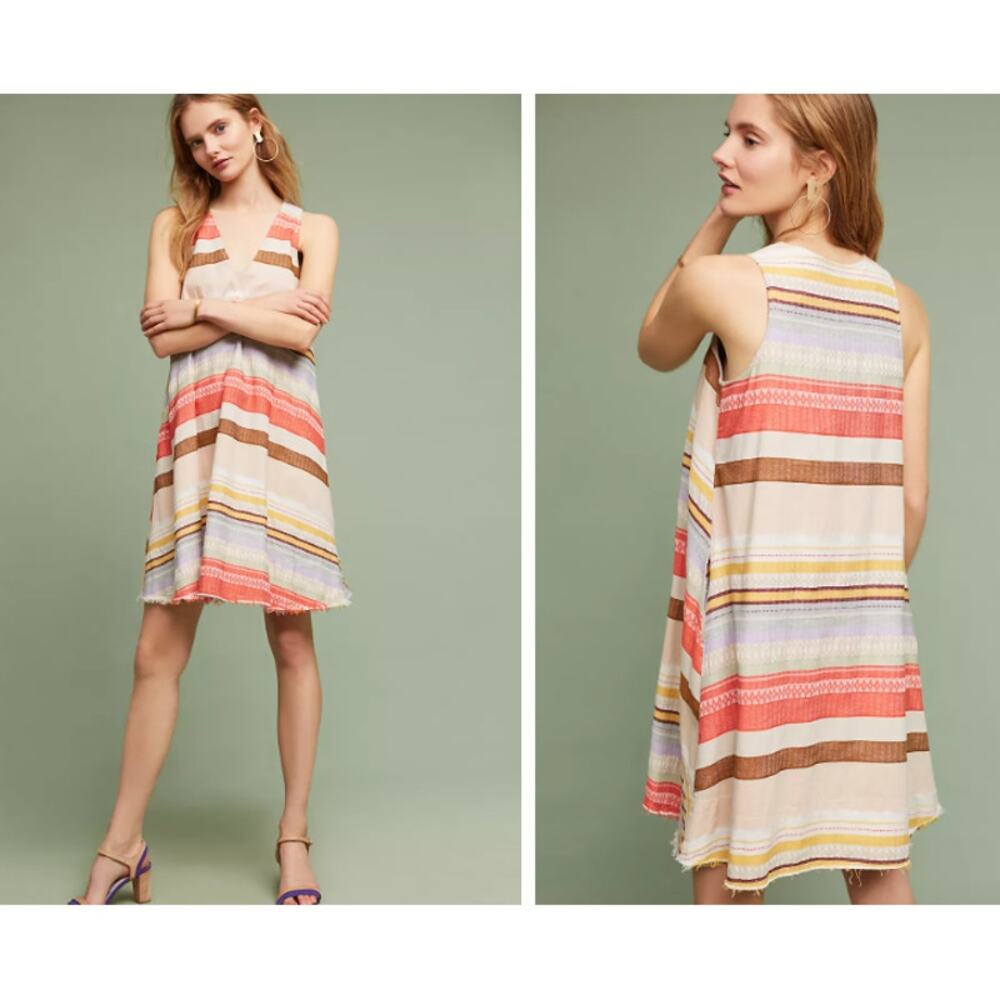 Anthropologie The Odells Cody Yarn Dyed Swing Dress Pockets XL